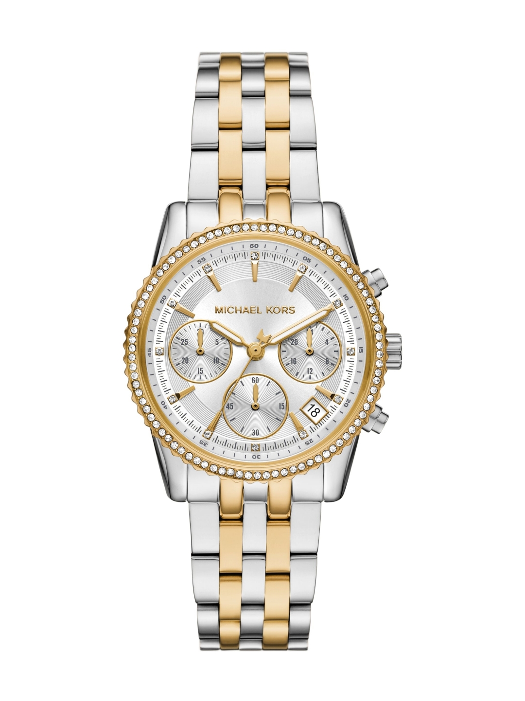 Damen-Chronograph mit Edelstahl-Gehäuse und Quarz-Uhrwerk, mit