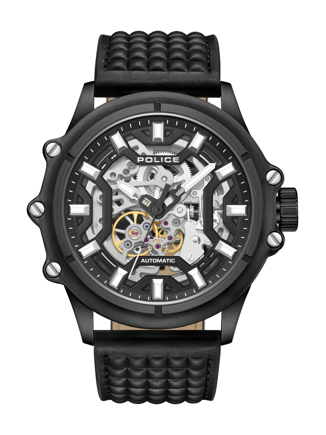 montre automatique pour hommes avec boîtier en acier inoxydable et