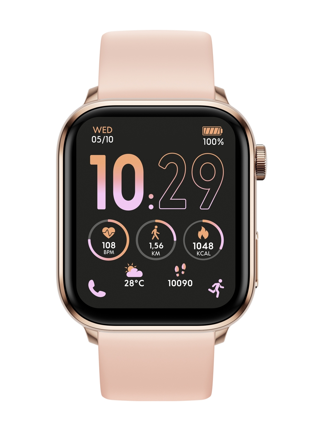 Damen-Smartwatch mit Edelstahl-Gehäuse und Quarz-Uhrwerk, mit