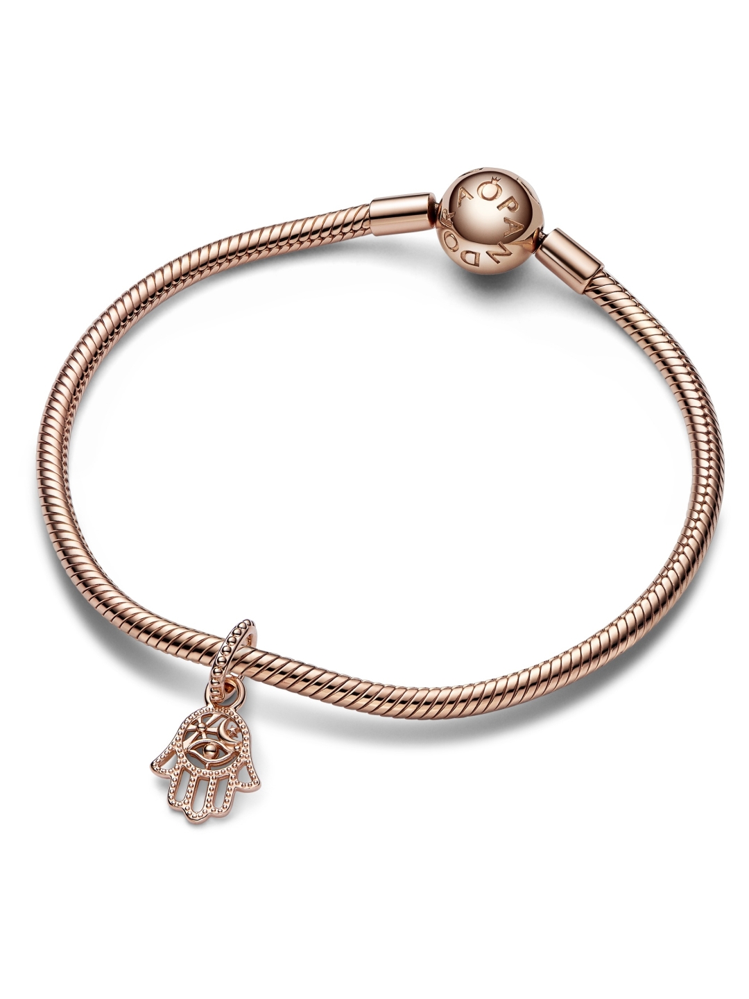 Charm en Metall doré rose pour femmes et motif Protective Hamsa