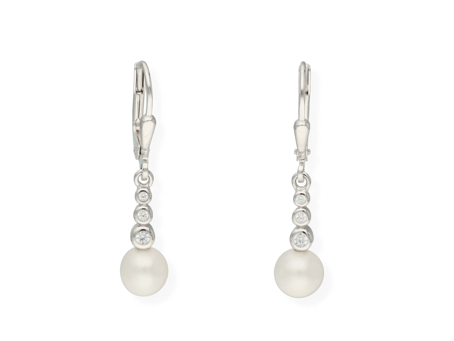 Boucles d'oreilles dormeuses en argent 925 et Perle de culture