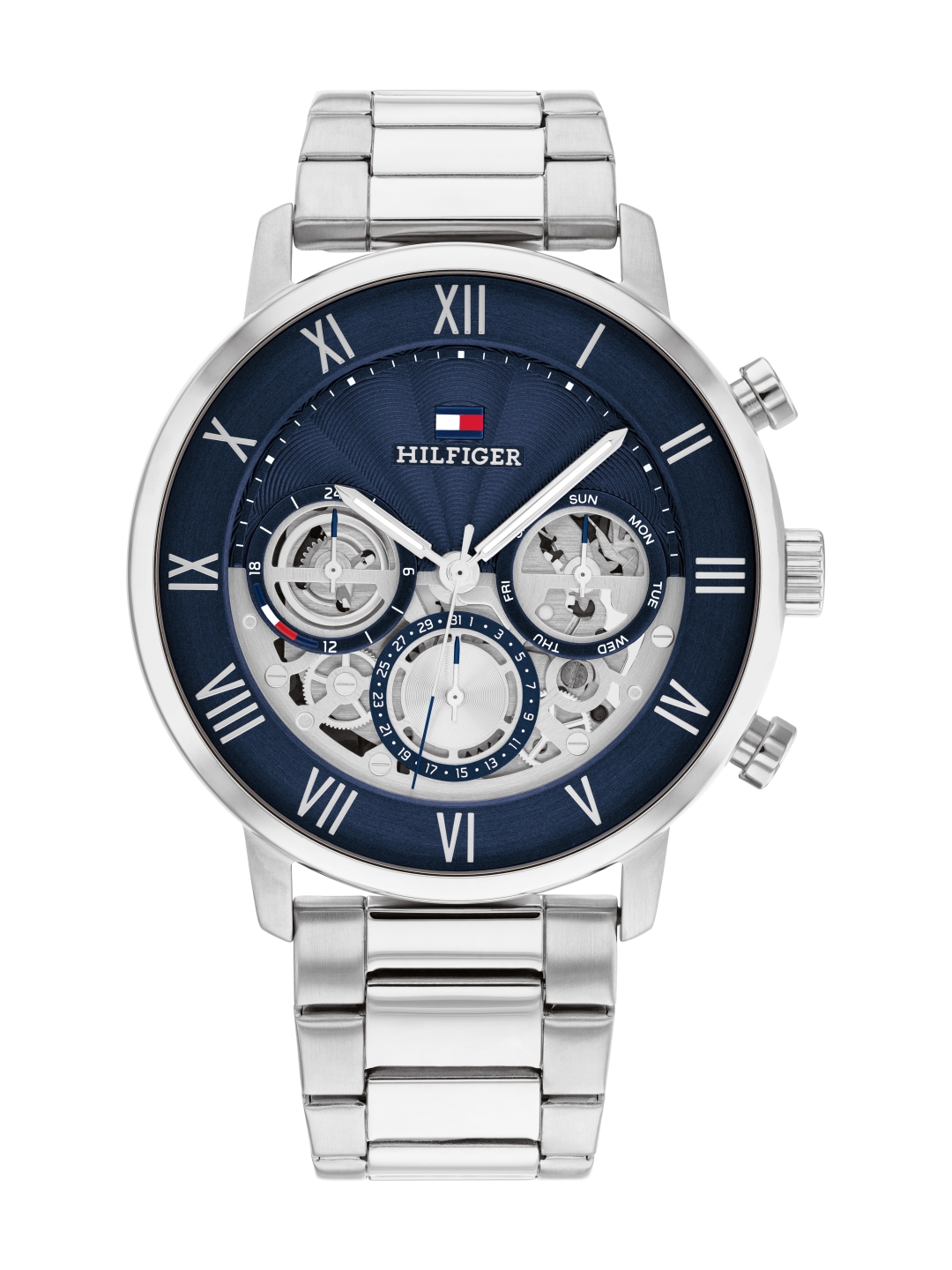 Herren-Multifunktionsuhr mit Edelstahl-Gehäuse und Quarz-Uhrwerk