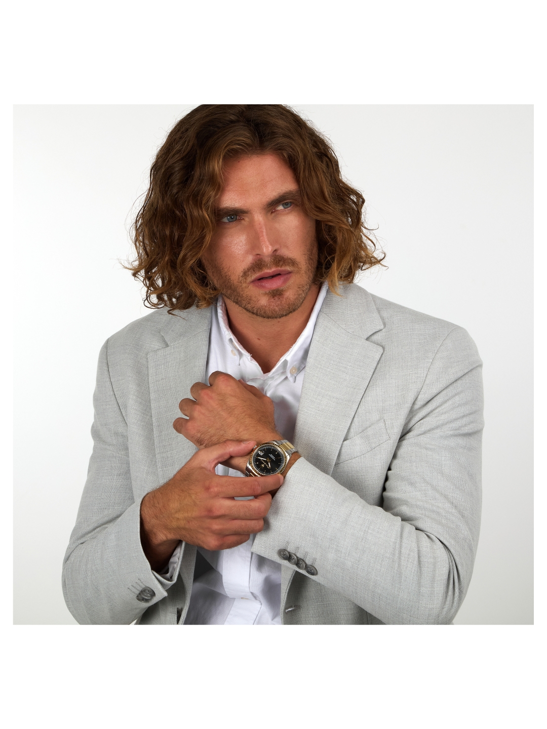 msc/001+α Herren-Analog-Uhr mit Edelstahl-Gehäuse und Quarz-Uhrwerk, mit