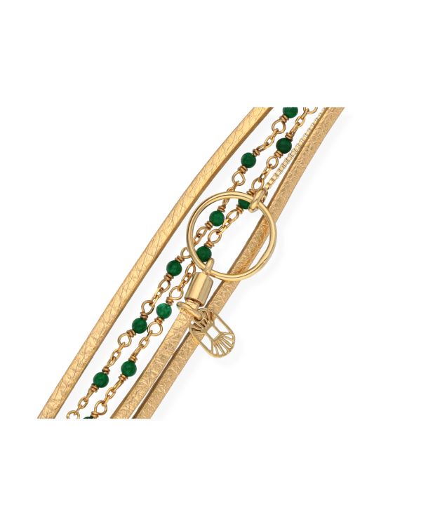 Flowersforzo.é - Jade Armband Messing Plaqué - Yoko