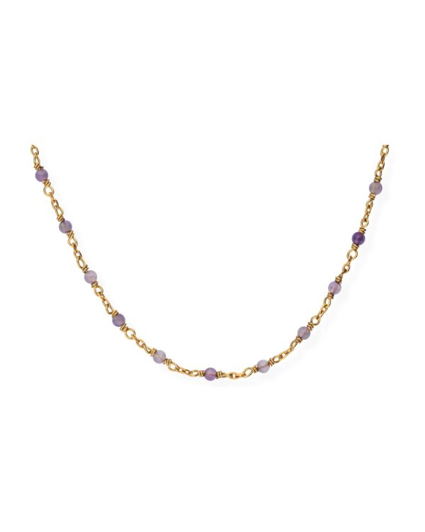 Flowersforzo.é - Amethyst Halskette Messing Plaqué - Aphaea