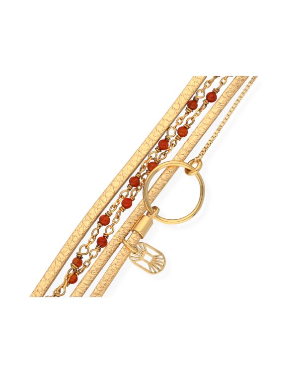 Flowersforzo.é - Carneol Armband Messing Plaqué - Yoko