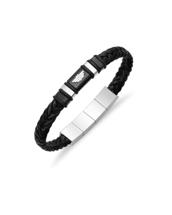 Police - Armband Edelstahl, Leder - WAVEBREAKER