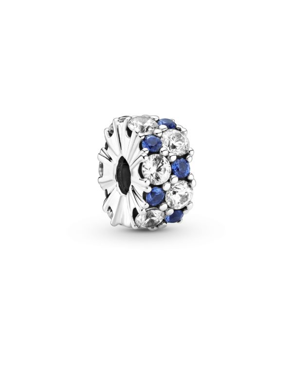 Pandora-Clip Charm Silber 925-Clear & Blue Sparkle
