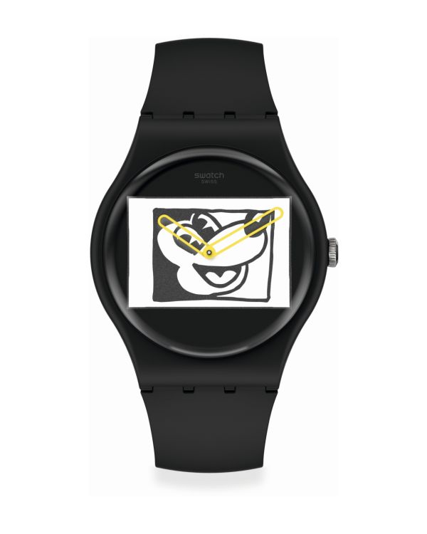 Swatch Montre analogique-Original New Gent: Mickey Blanc Sur Noir