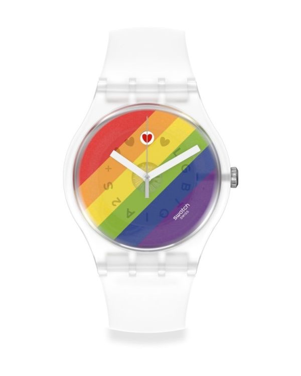Swatch Analog-Uhr - Original New Gent Biosourced: Stripe Fierce