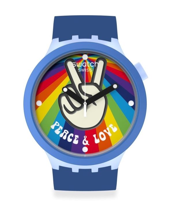 Swatch Analog-Uhr - Big Bold Bioceramic: Peace Hand Love