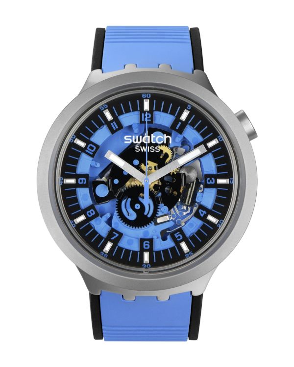 Swatch Analog-Uhr, Swissmade - Big Bold Irony Lacquered: Blue Daze