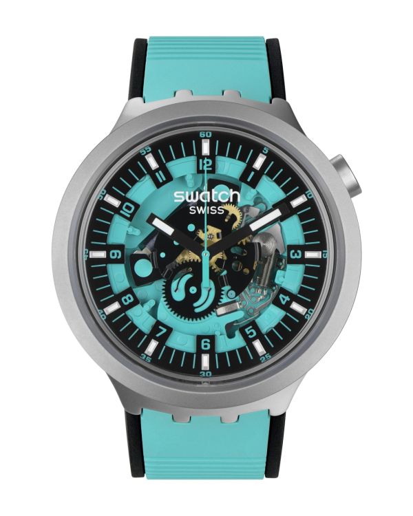 Swatch Analog-Uhr, Swissmade - Big Bold Irony Lacquered: Mint Trim