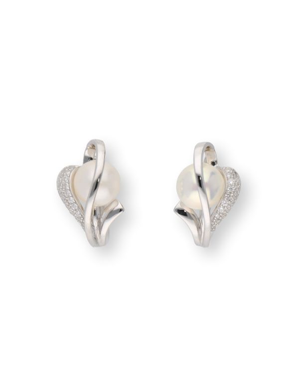 boucles d'oreilles perles, zirconia argent 925 - Pearls de Carat