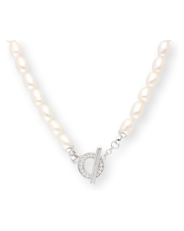 Perlen, Zirkonia Halskette Silber 925 - Pearls von Carat