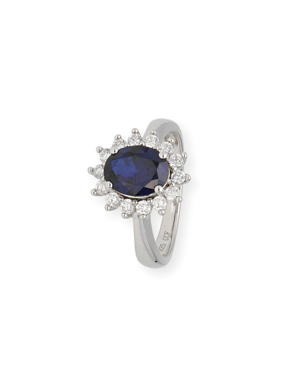 Saphir, Zirkonia Ring Silber 925 - Colorstone von Carat