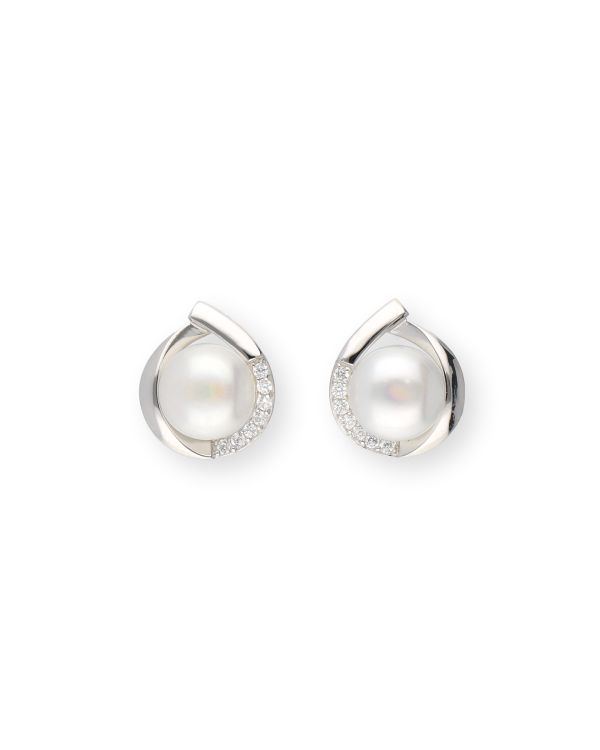 boucles d'oreilles perles, zirconia argent 925 - Pearls de Carat