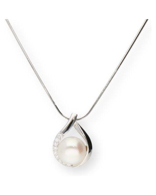 Perlen, Zirkonia Halskette Silber 925 - Pearls von Carat