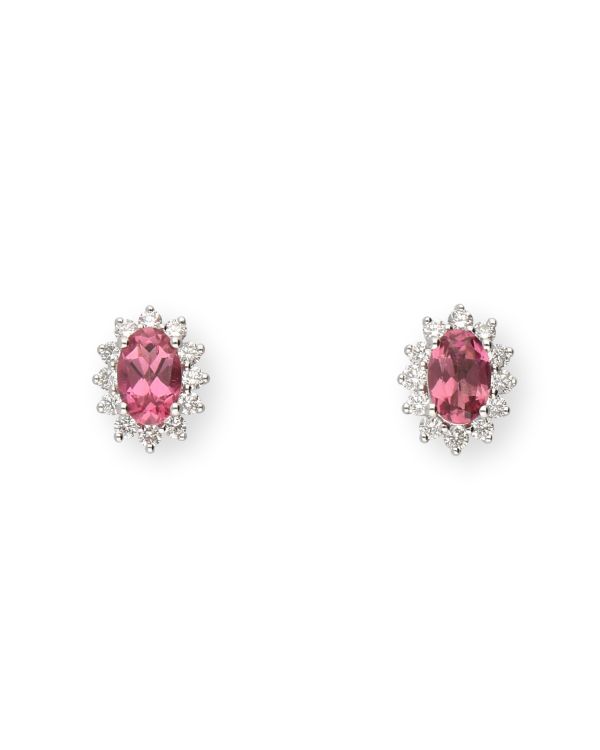 Turmalin,Diamant Ohrring Gold 18ct-Colorstone Diamonds by Carat