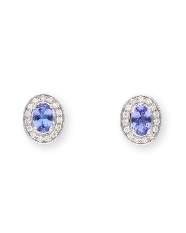 Tansanit,Diamant Ohrring Gold 18ct-Colorstone Diamonds by Carat
