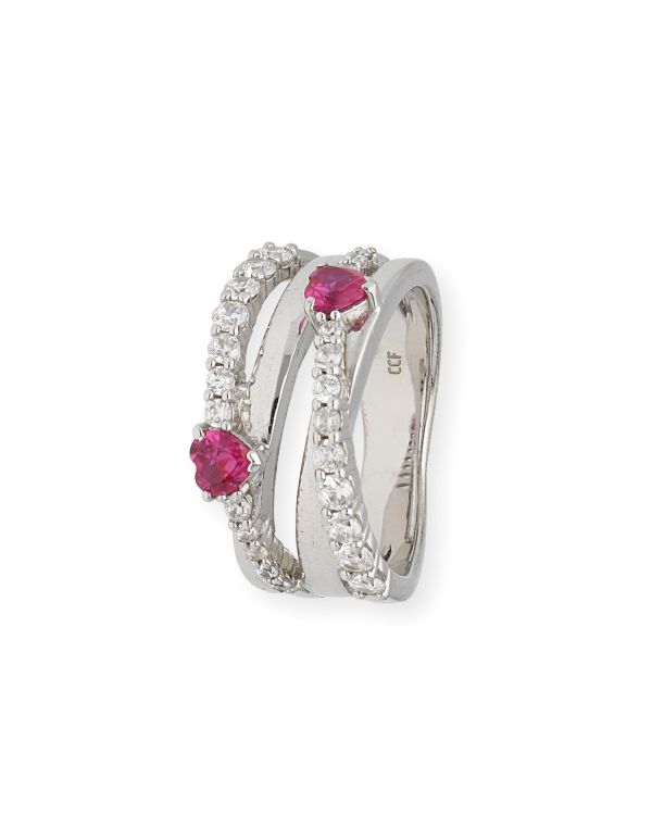 bague rubis, zirconia argent 925 - Colorstone de Carat