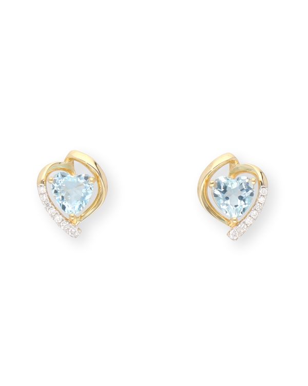 boucles d'oreilles topaze bleue,diamant or 18 ct-Colorstone Carat