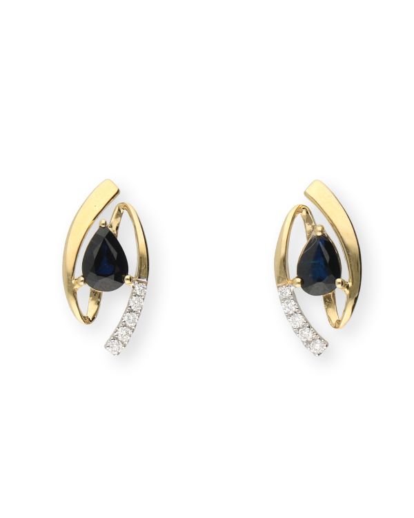boucles d'oreilles saphir, diamant or 18 ct - Colorstone de Carat