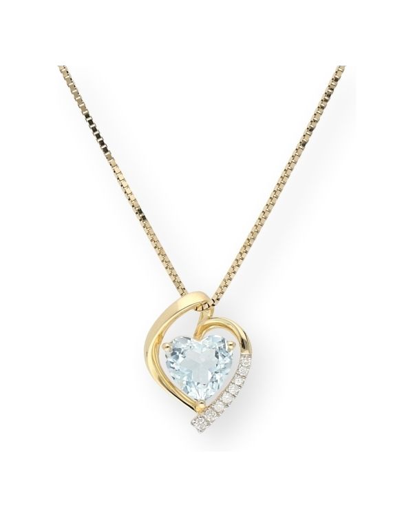 collier topaze bleue, diamant or 18 ct - Colorstone de Carat