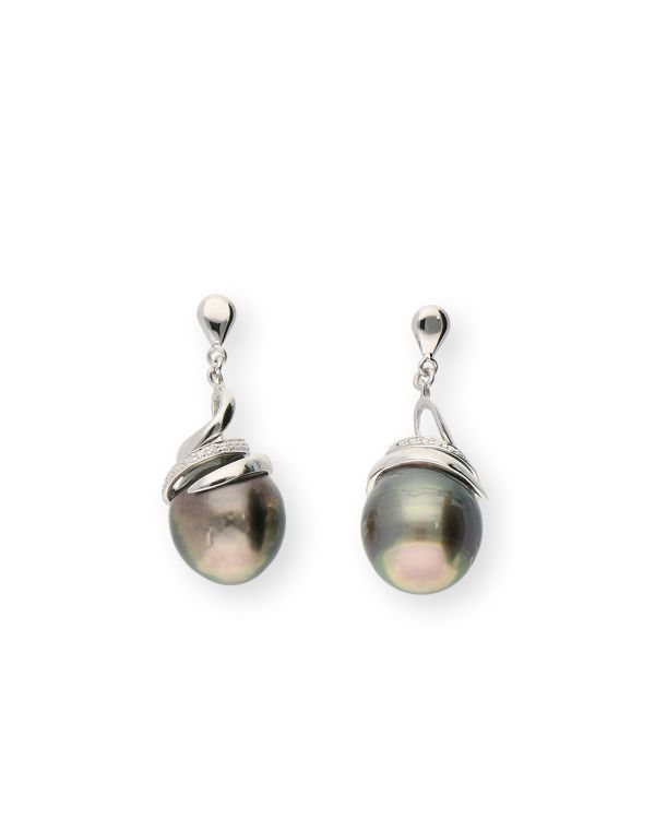 dormeuses perles, diamant or 18 ct - Pearls de Carat
