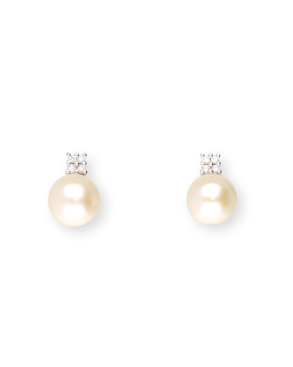 boucles d'oreilles perles, diamant or 18 ct - Pearls de Carat