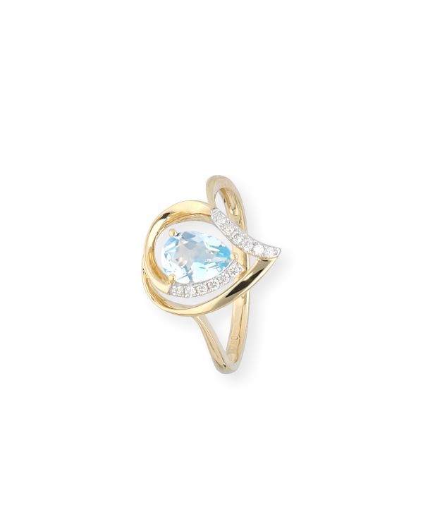 bague topaze bleue, diamant or 18 ct - Colorstone de Carat