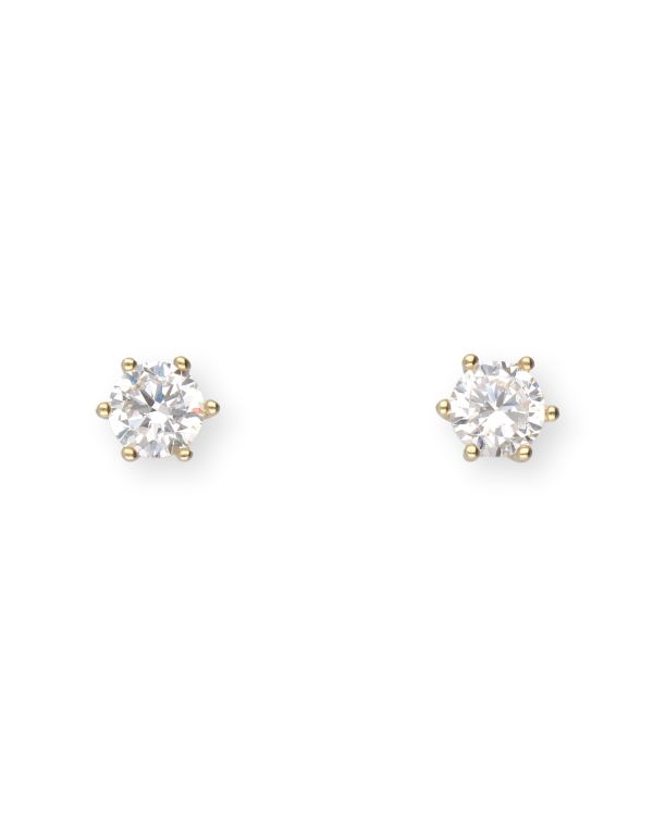 boucles d'oreilles zirconia or 9 ct - Solitaire de Carat