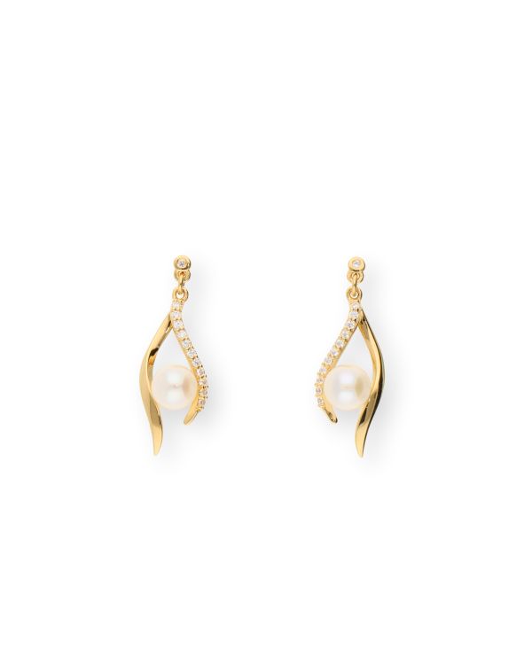 Perlen, Zirkonia Ohrhänger Silber 925 - Vermeilgold von Carat