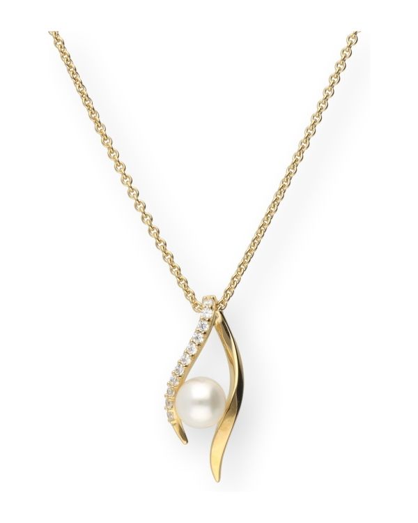 Perlen, Zirkonia Halskette Silber 925 - Vermeilgold von Carat