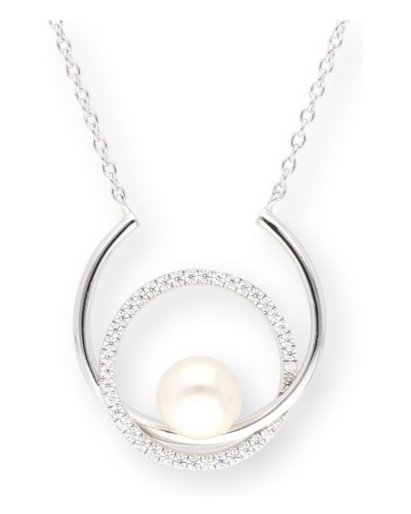 Perlen, Zirkonia Halskette Silber 925 - Pearls von Carat