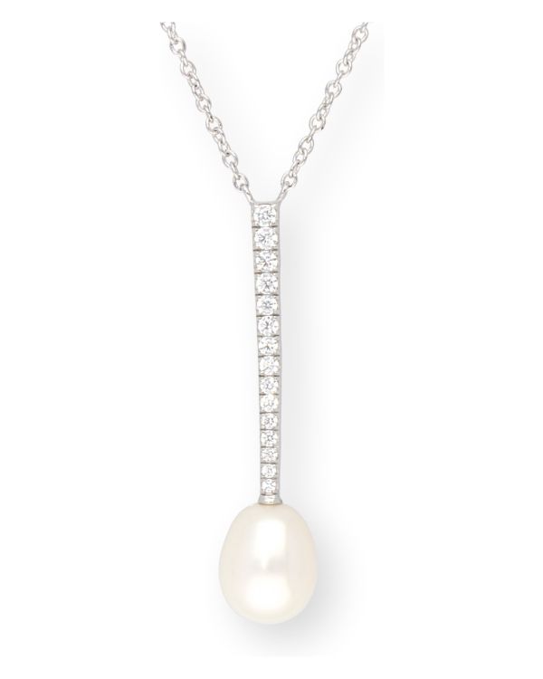 Perlen, Zirkonia Halskette Silber 925 - Pearls von Carat