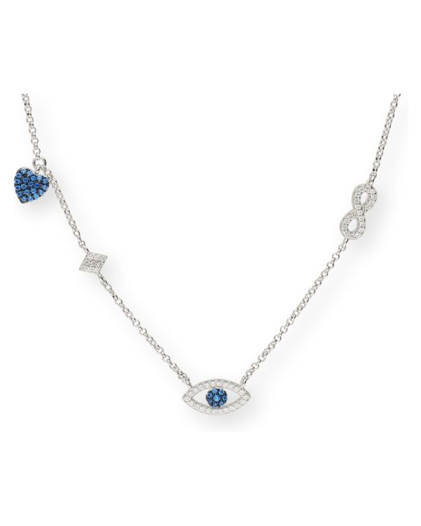 Saphir, Zirkonia Halskette Silber 925 - Colorstone von Carat