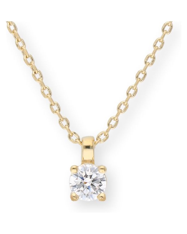 Zirkonia Halskette Messing Plaqué-Solitaire von Carat and Friends