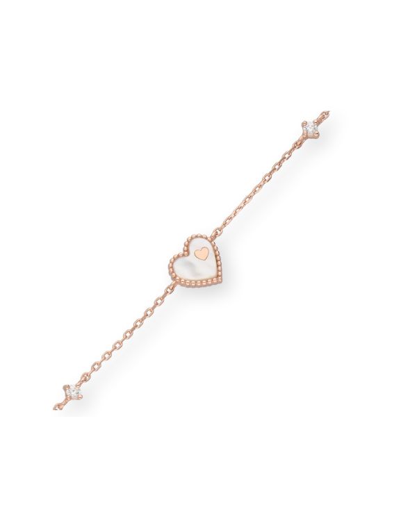 Perlmutter, Zirkonia Armband Silber 925-Hearts-Carat and Friends