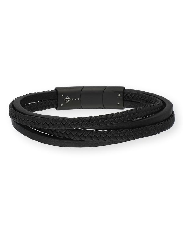 Armband Edelstahl, Leder - Cool von Carat Men