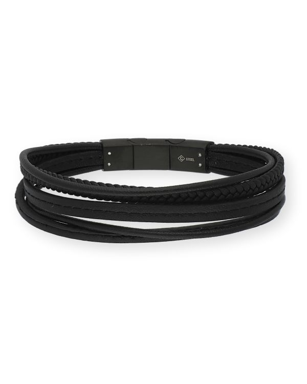 Armband Edelstahl, Leder - Cool von Carat Men