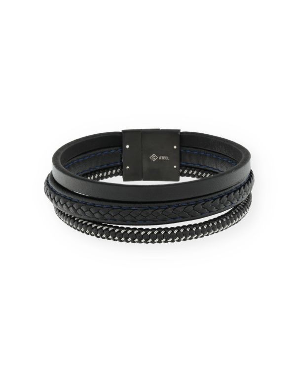 Bracelet Acier inoxydable, Cuir - Cool de Carat Men
