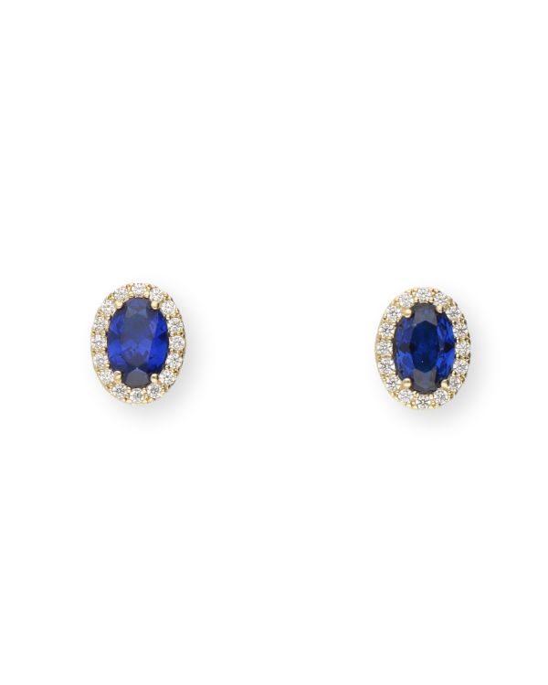 Clous d'oreilles Saphir, Zirconia Or 9 ct - Colorstone de Carat