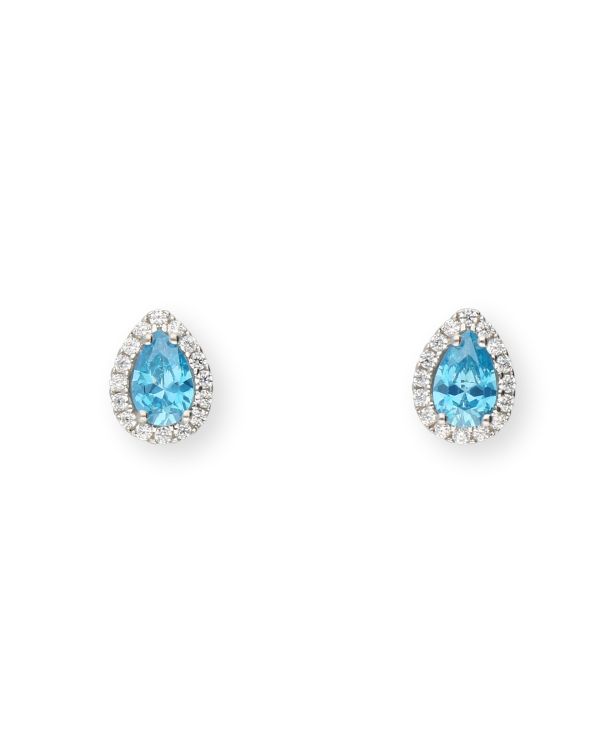 Clous d'oreilles Aiguemarine, Zirconia Or 9 ct-Colorstone Carat