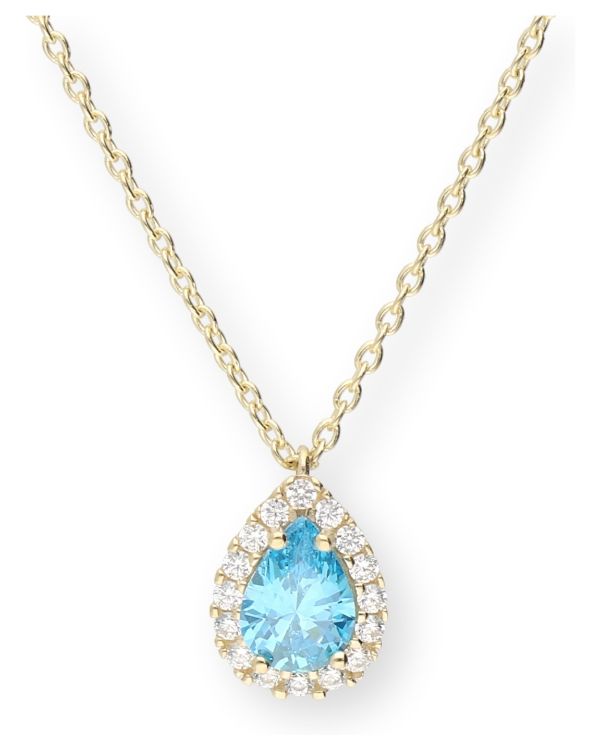 Collier Aiguemarine, Zirconia Or 9 ct - Colorstone de Carat