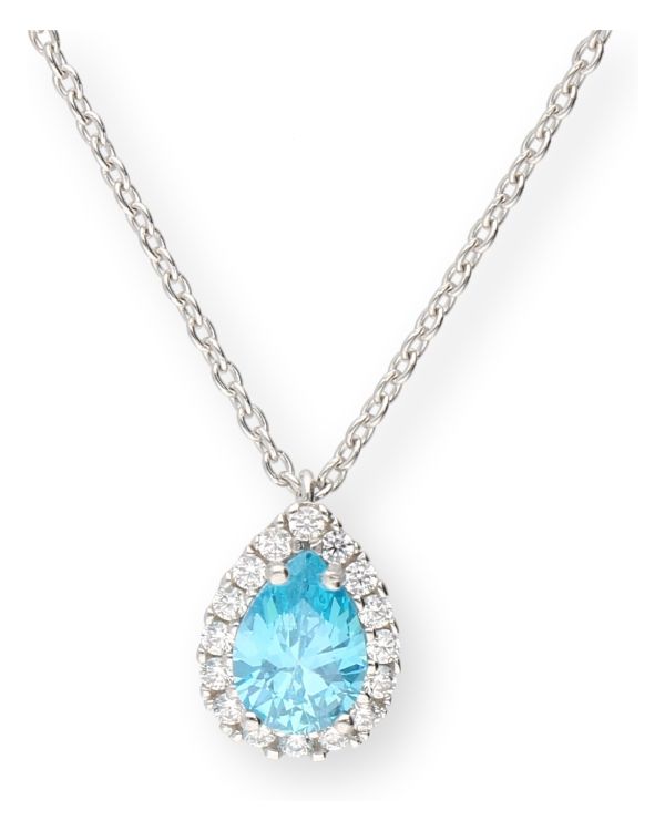 Collier Aiguemarine, Zirconia Or 9 ct - Colorstone de Carat