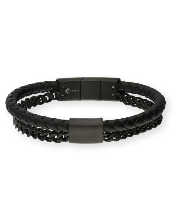 Bracelet Acier inoxydable, Cuir - Cool de Carat Men