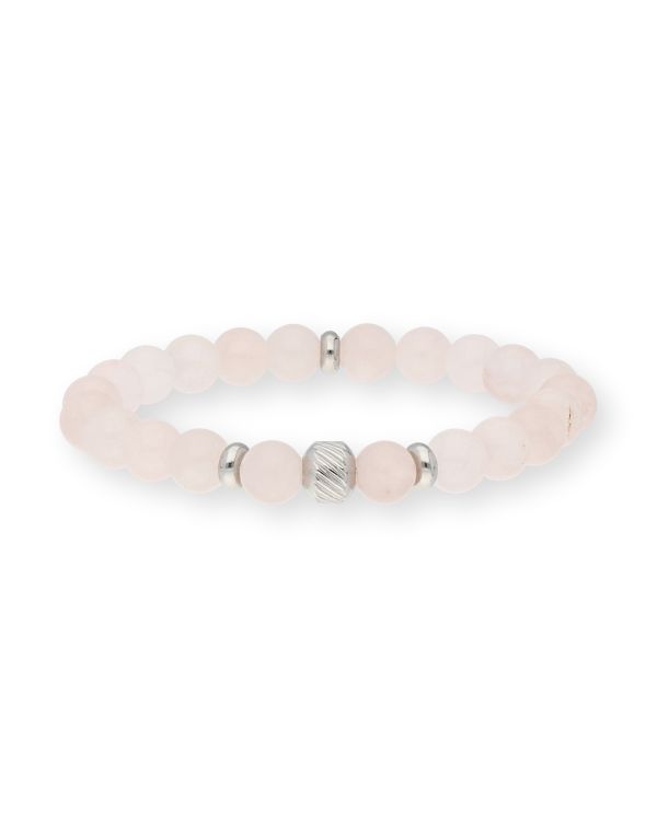 Rose Quartz Armband Edelstahl - Genuine Stone von Carat Kids