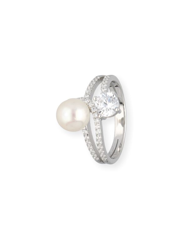 Bague Zirconia, Perles Argent 925 - Pearls de Carat
