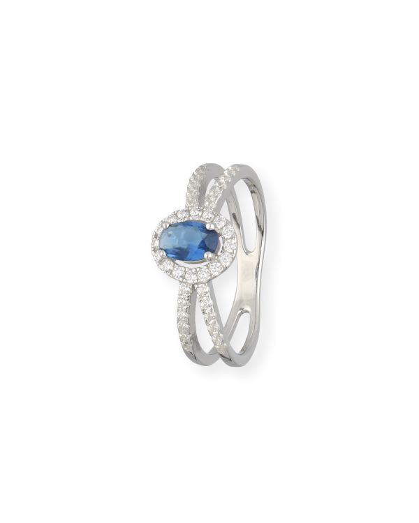 Zirkonia, Saphir Ring Silber 925 - Colorstone von Carat